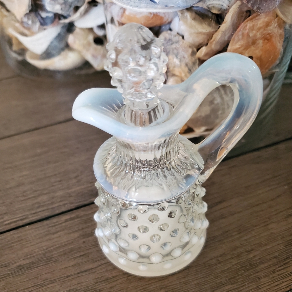 * Fenton Moonstone Hobnail Cruet